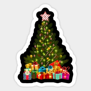 Merry Christmas Tree With Lights & Gifts Sticker